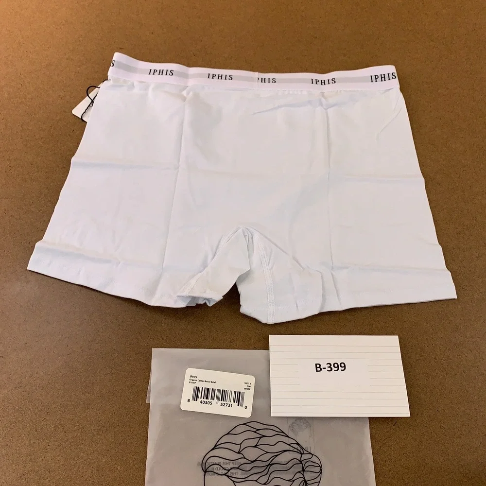 IPHIS Mens Size 2X White Organic Cotton Boxer Brief Underwear NWT